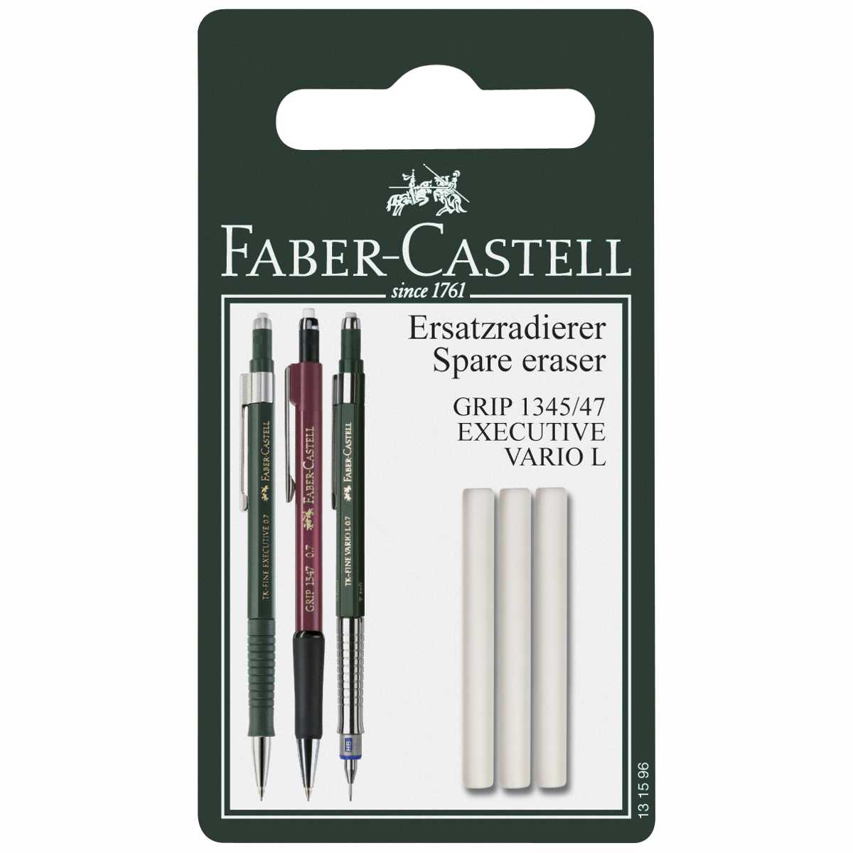 FABER CASTELL Ersatzradierer für Grip 1345 / 1347, 3 Stüc