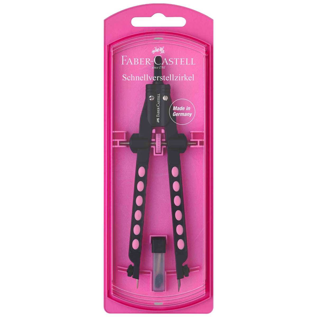 FABER CASTELL Schnellverstell-Zirkel Factory Neon '23 farbig sortiert