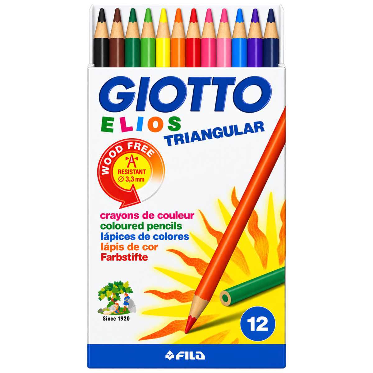 GIOTTO Farbstift Elios TRI dreikant 12 Farben holzfrei