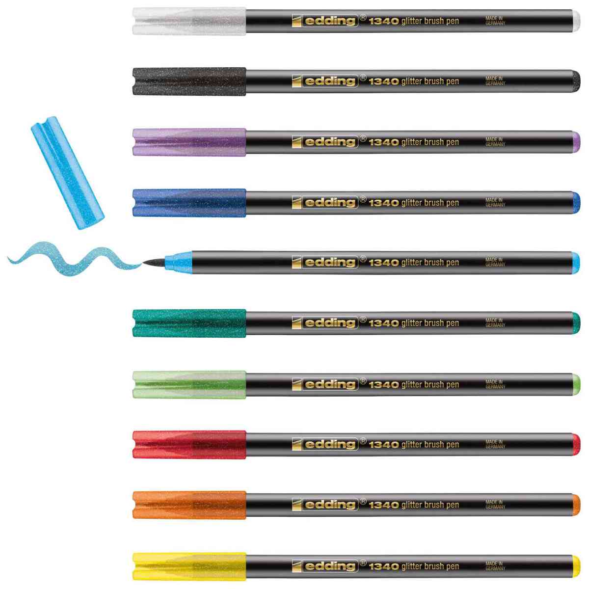 EDDING Pinselmaler Brushpen Lettering Set 1340 GLITZER 1-5mm 10 Stück
