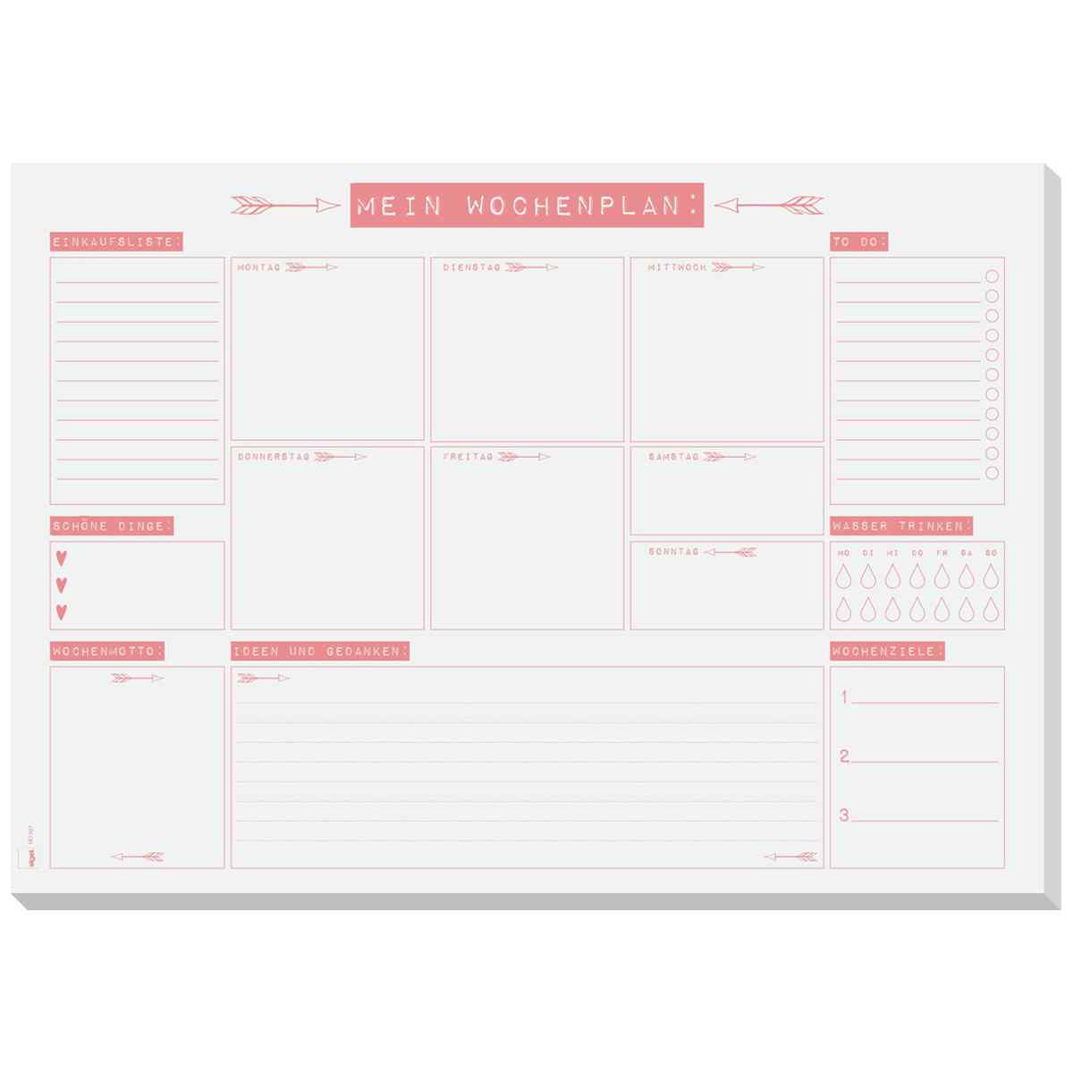 SIGEL HO507 Schreibunterlage aus Papier Mein Wochenplan 30 Blatt A3