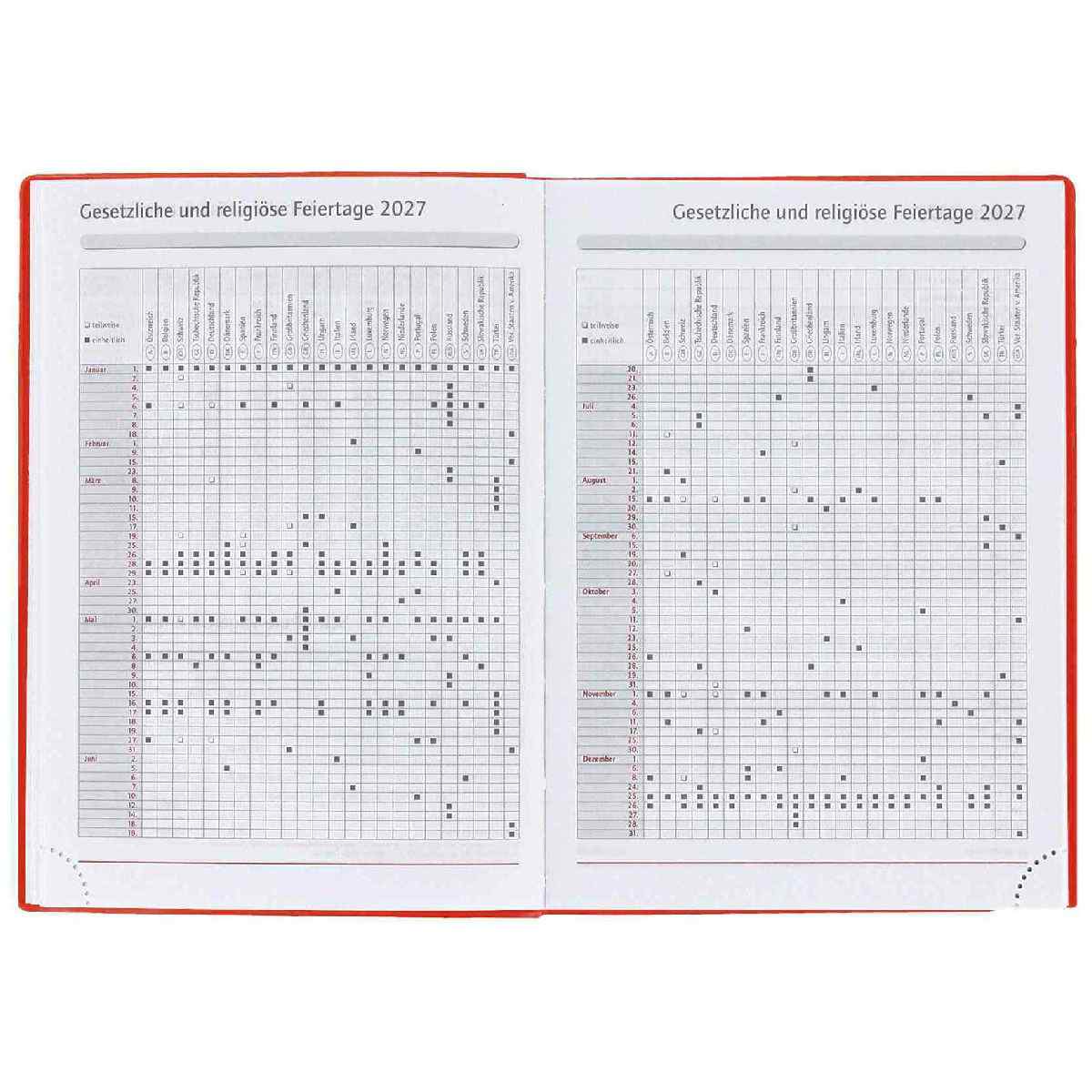 HERLITZ Taschenkalender A6 2027 1 Woche = 2 Seiten 208 Seiten Folie
