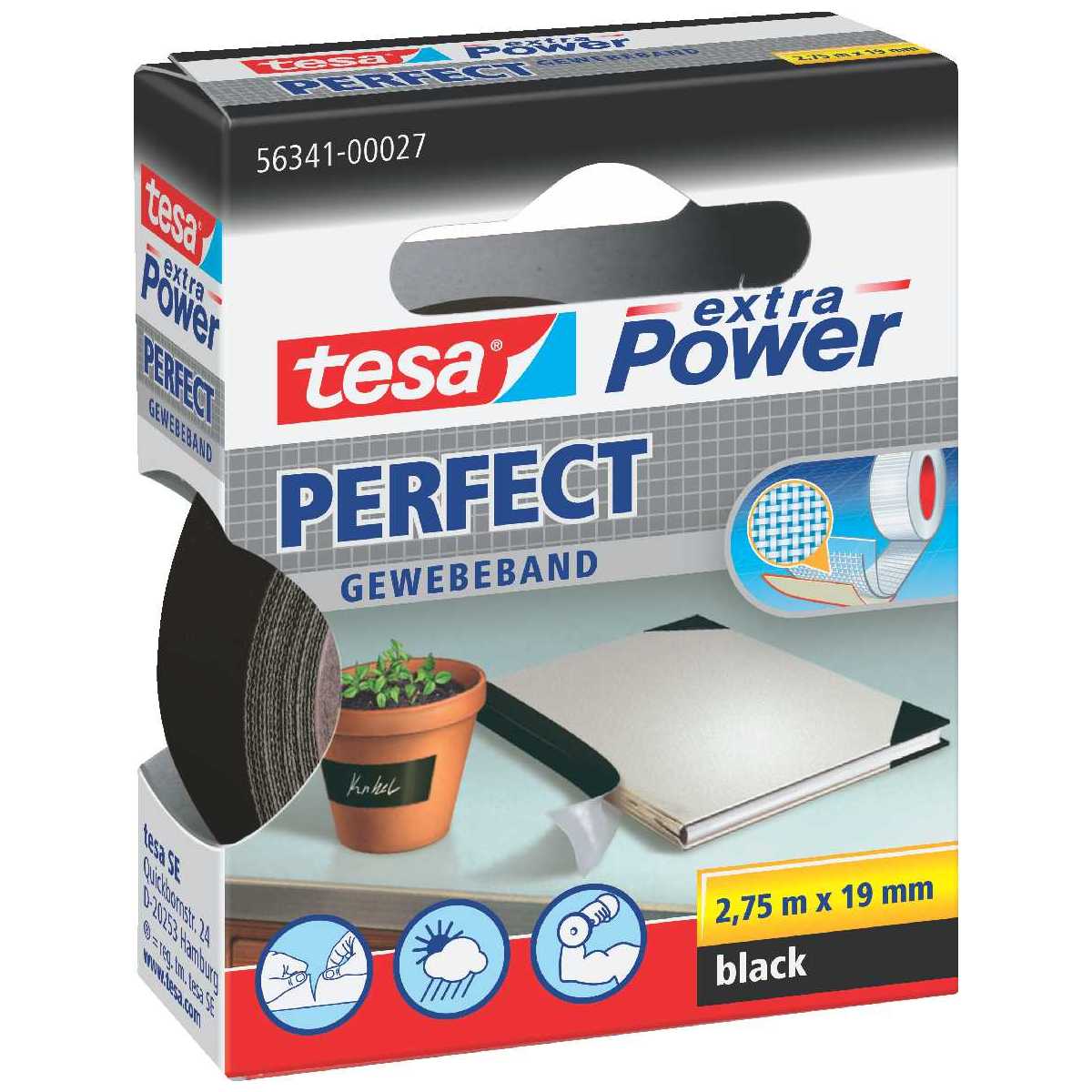TESA Gewebeband extra Power 56341 19mm x 2,75m schwarz