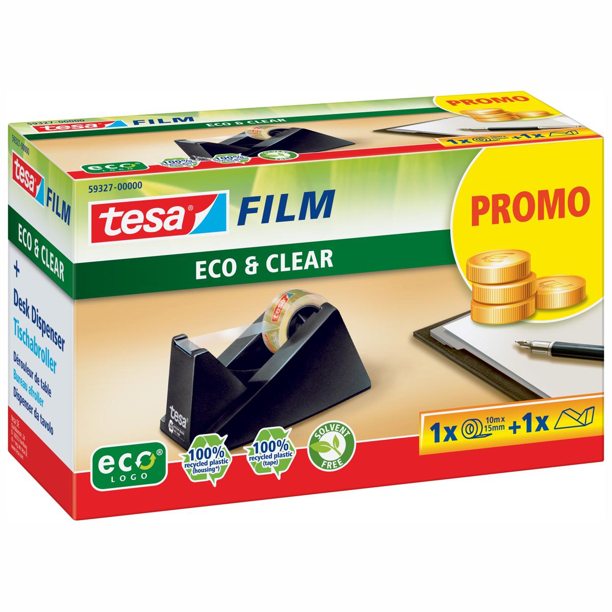 TESA Tischabroller Sparpack + 1 Rolle Eco&Clear 10mx15mm