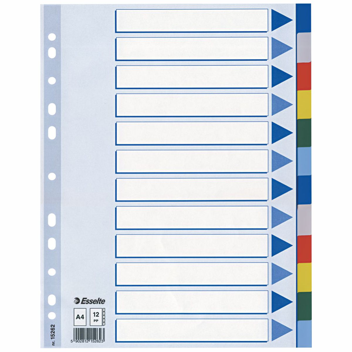 ESSELTE Register 15262 A4 PP 12-teilig farbig