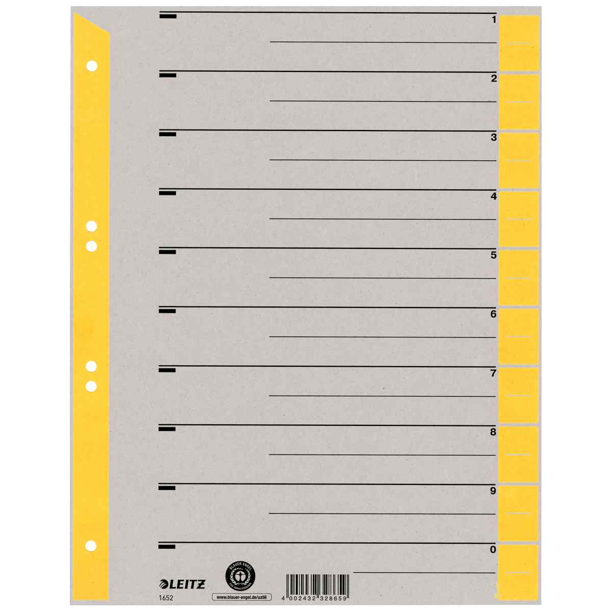 LEITZ Trennblätter 1652 A4 230g Tab gelb 100 Stück