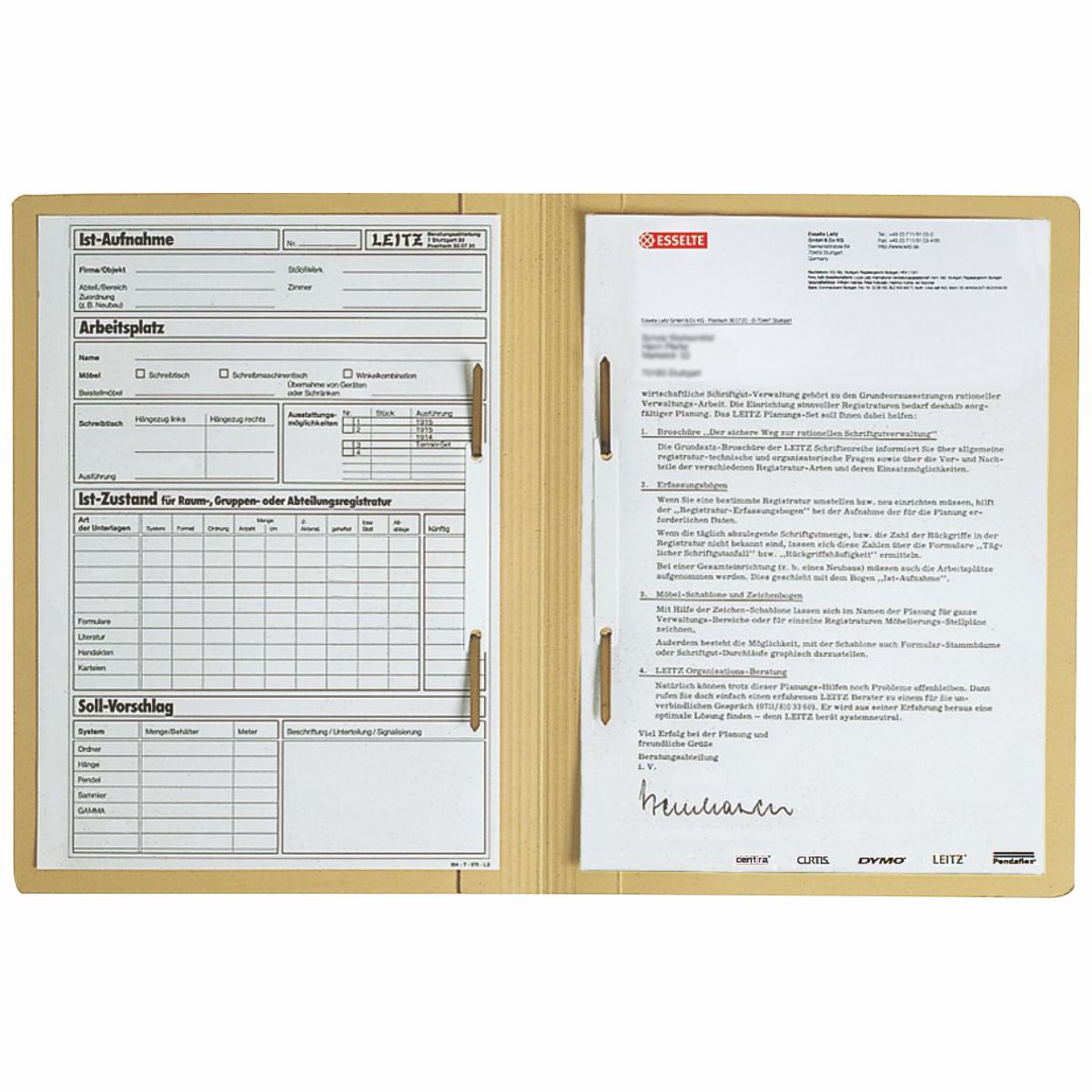 LEITZ Doppelhefter / Zweifalzhefter 3030 Karton A4 chamois