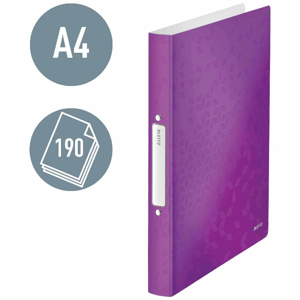 LEITZ Ringbuch WOW 4257 A4 PP 25mm 2-Ring violett metallic