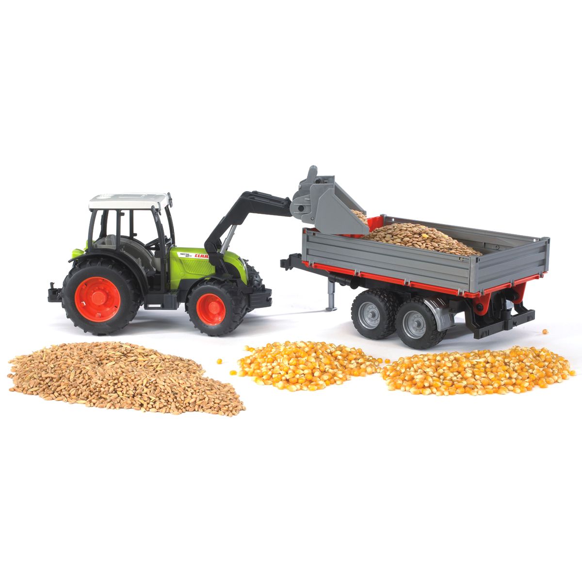 BRUDER 02112 Claas Nectis 267 F mit Frontlader und Bordwandanhänger