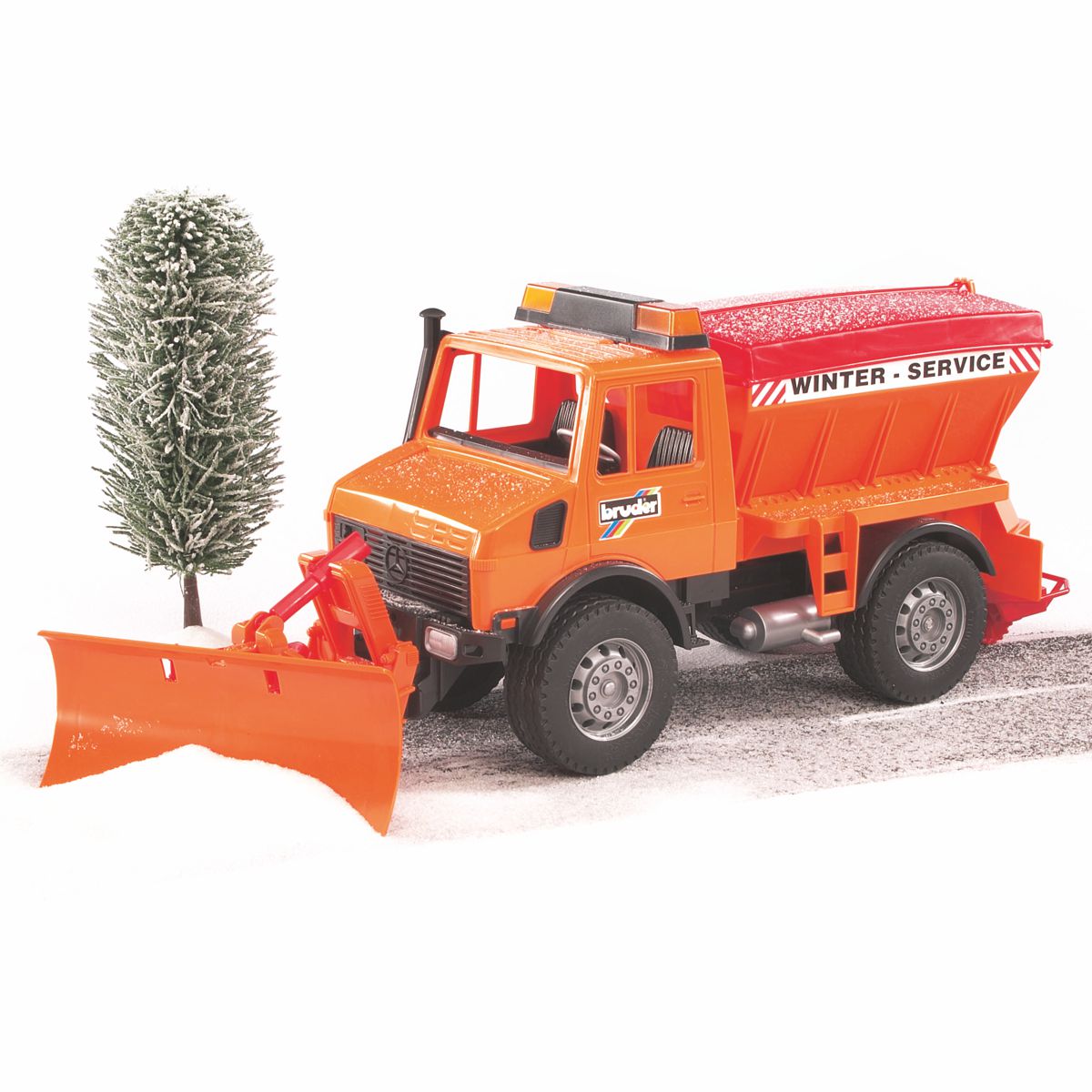 BRUDER 02572 MB-Unimog Winterdienst mit Räumschild
