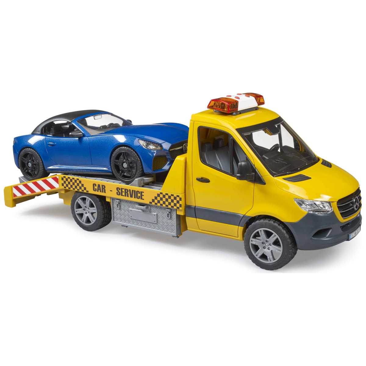 BRUDER 02675 MB Sprinter Autotransporter m. Light + Sound Modul
und BRUDER Roadster