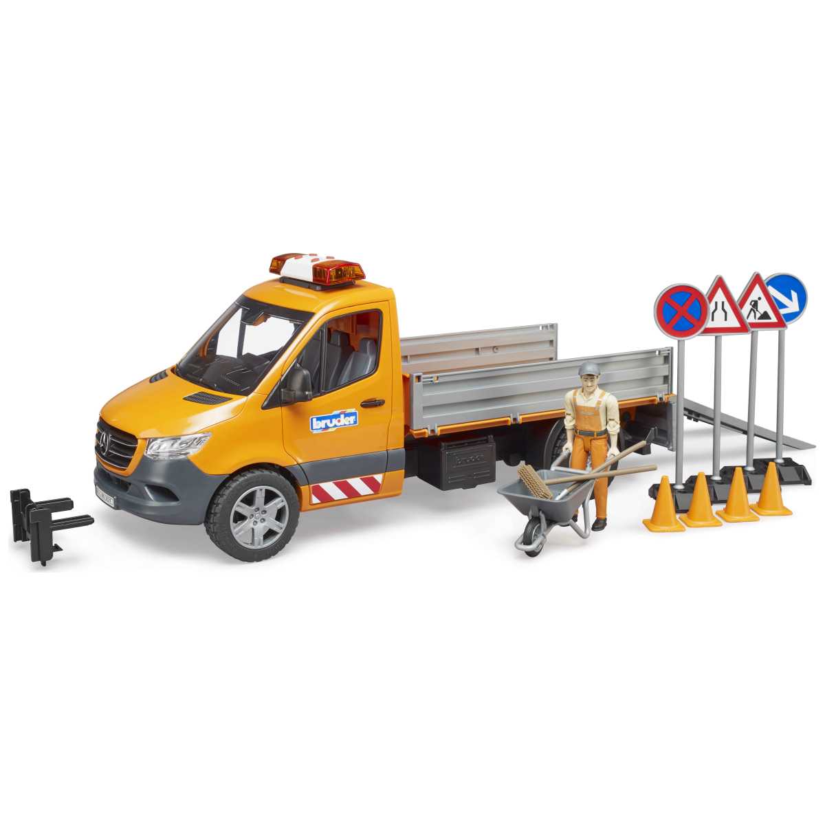 BRUDER 02677 MB Sprinter Kommunal mit Fahrer, Light + Sound Modul und Zubehör