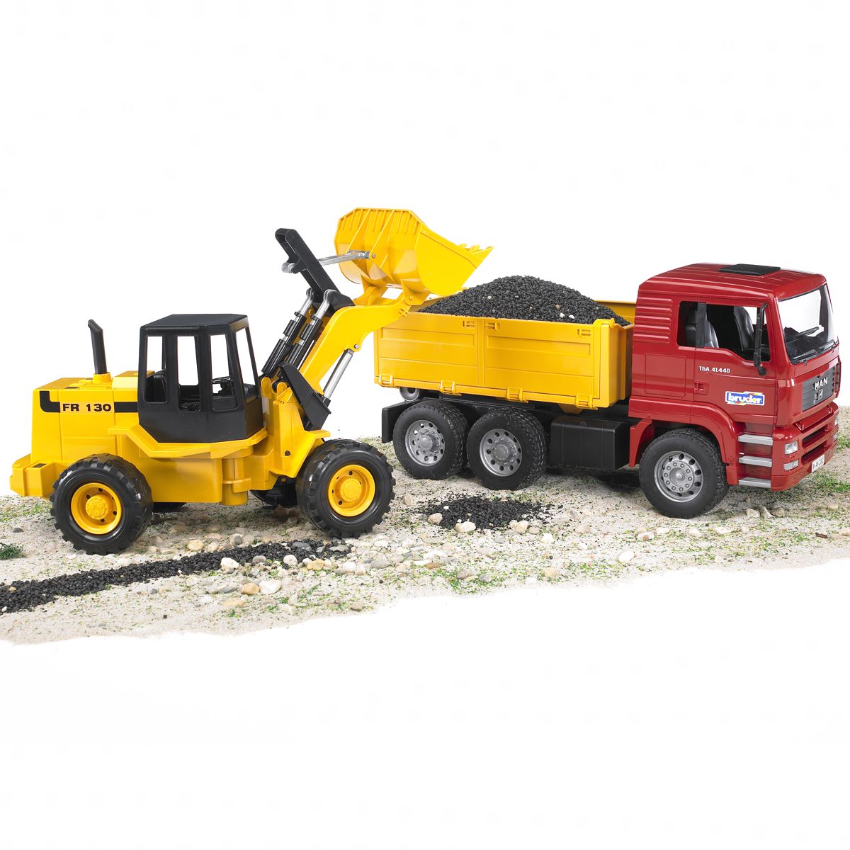 BRUDER 02752 MAN TGA Kipplastwagen mit Gelenkradlader FR130