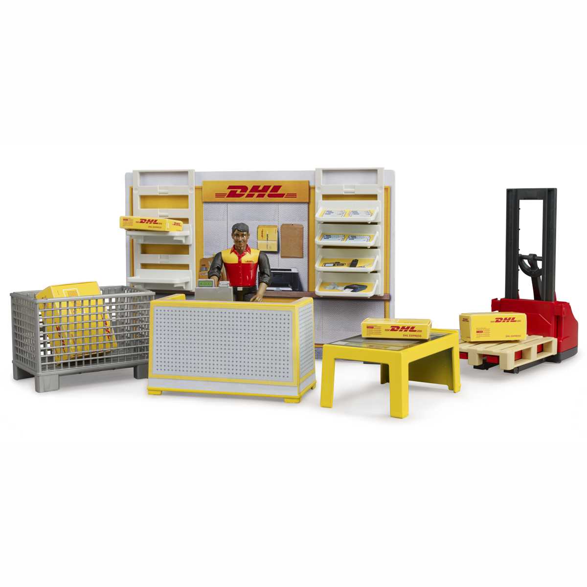 BRUDER 62251 bworld DHL Shop mit Handhubstapler