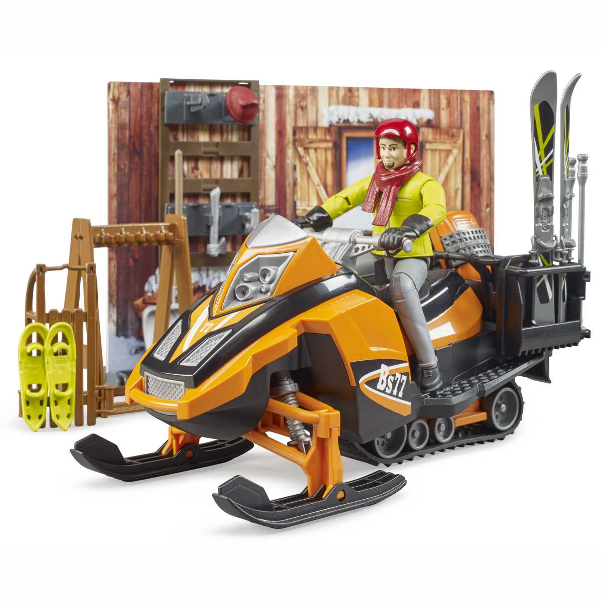 BRUDER 63102 bworld Berghütte mit Snowmobil