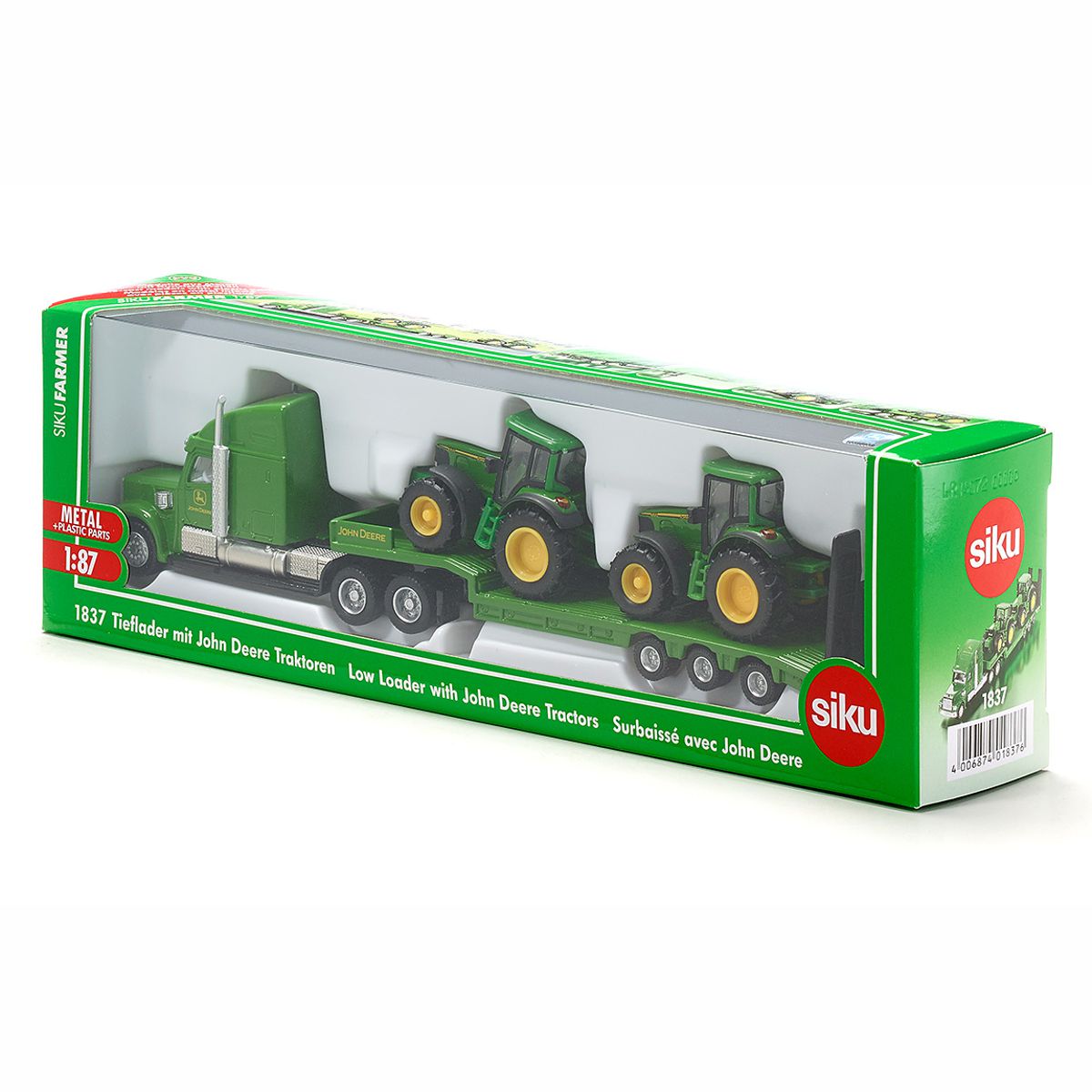 SIKU 1837 Tieflader mit John Deere Traktoren 1:87