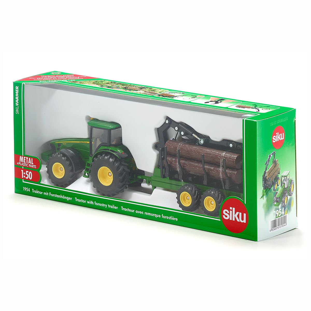 SIKU 1954 Traktor mit Forstanhänger 1:50