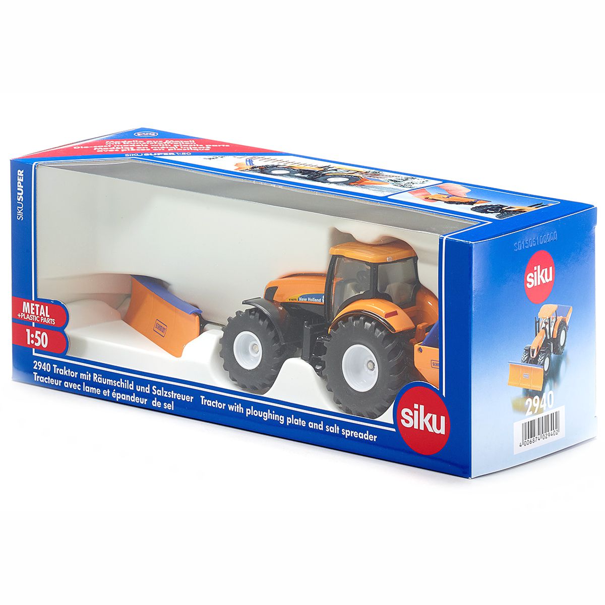 SIKU 2940 Traktor mit Räumschild und Streuer