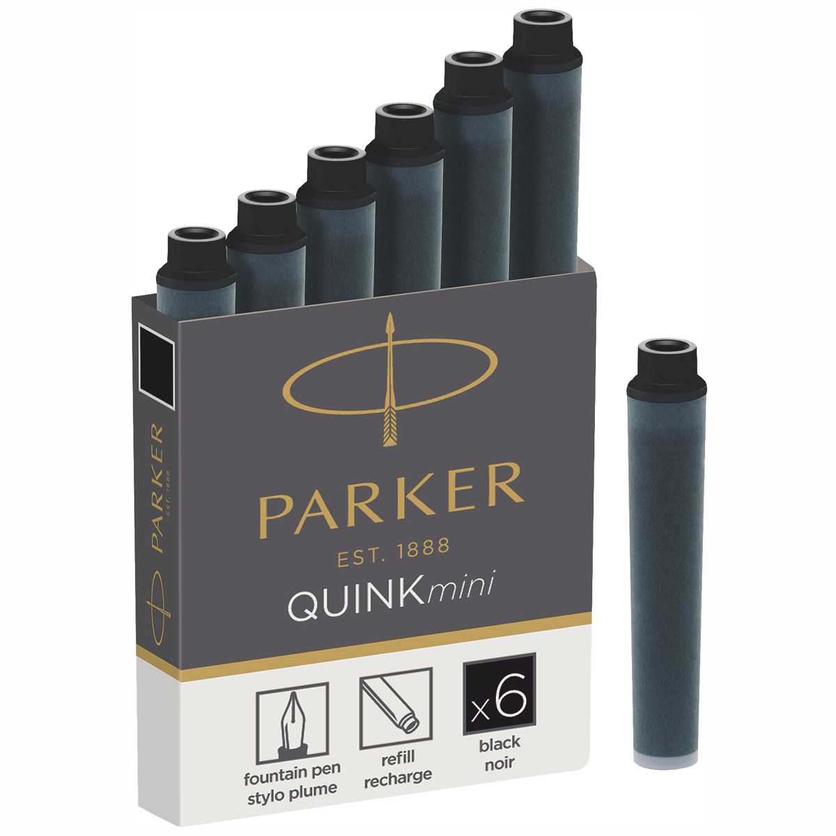 PARKER Tintenpatrone Quink mini schwarz 6 Stück