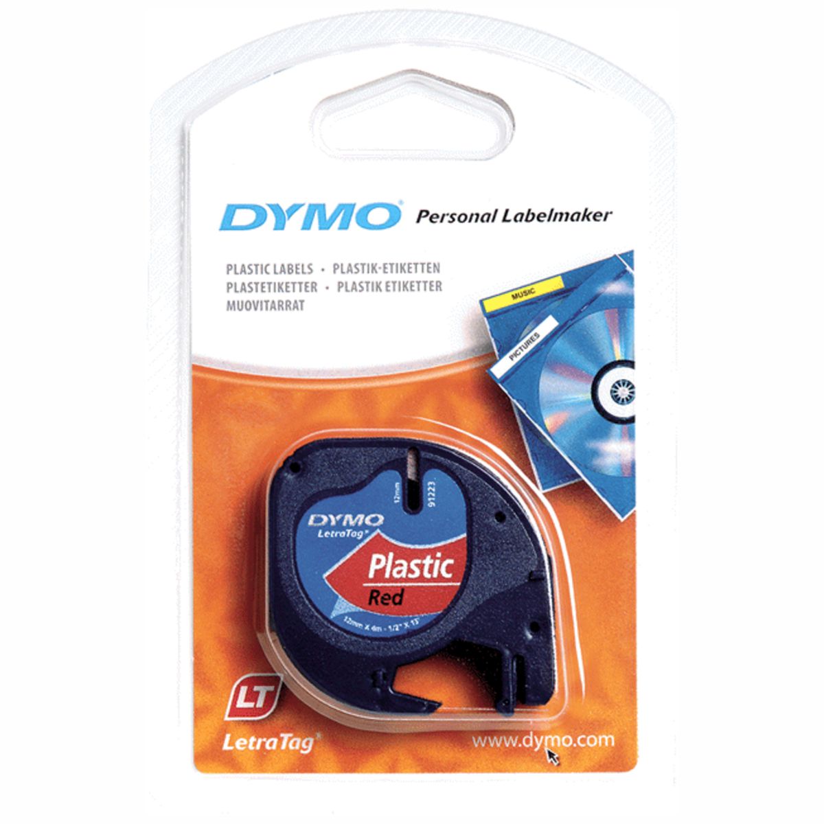 DYMO LetraTag Schriftband 91223 Kunststoff 12mmx4m rot