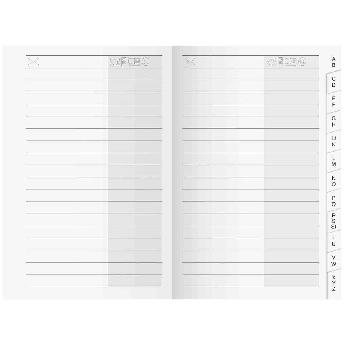 BRUNNEN Adressregister 65x101mm für Kalender A-Z