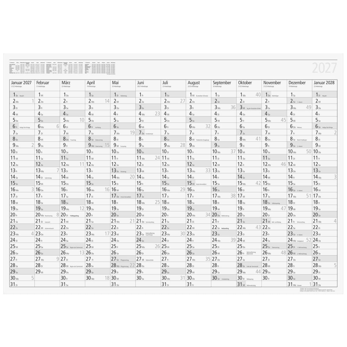 RIDO Plakatkalender Mod. young design 2027 860×610 mm | 13 Monate