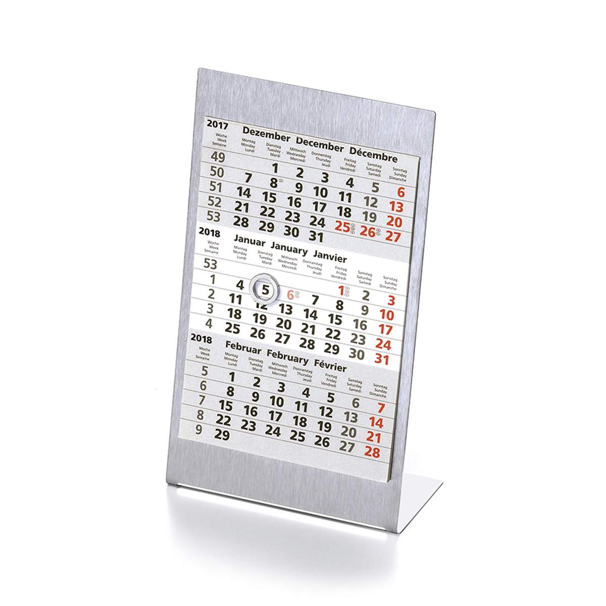 VELA / WALZ 3-Monatstischkalender aus Edeltahl 2027 / 2028