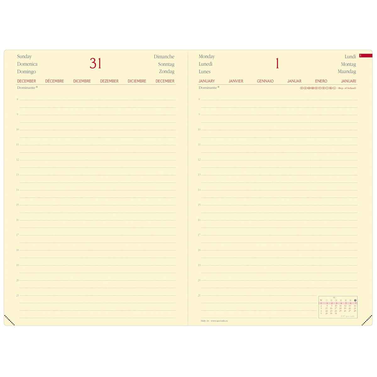 QUO VADIS Buchkalender A5 377008Q DAILY 24 16x24cm braun 2027 1T/1S