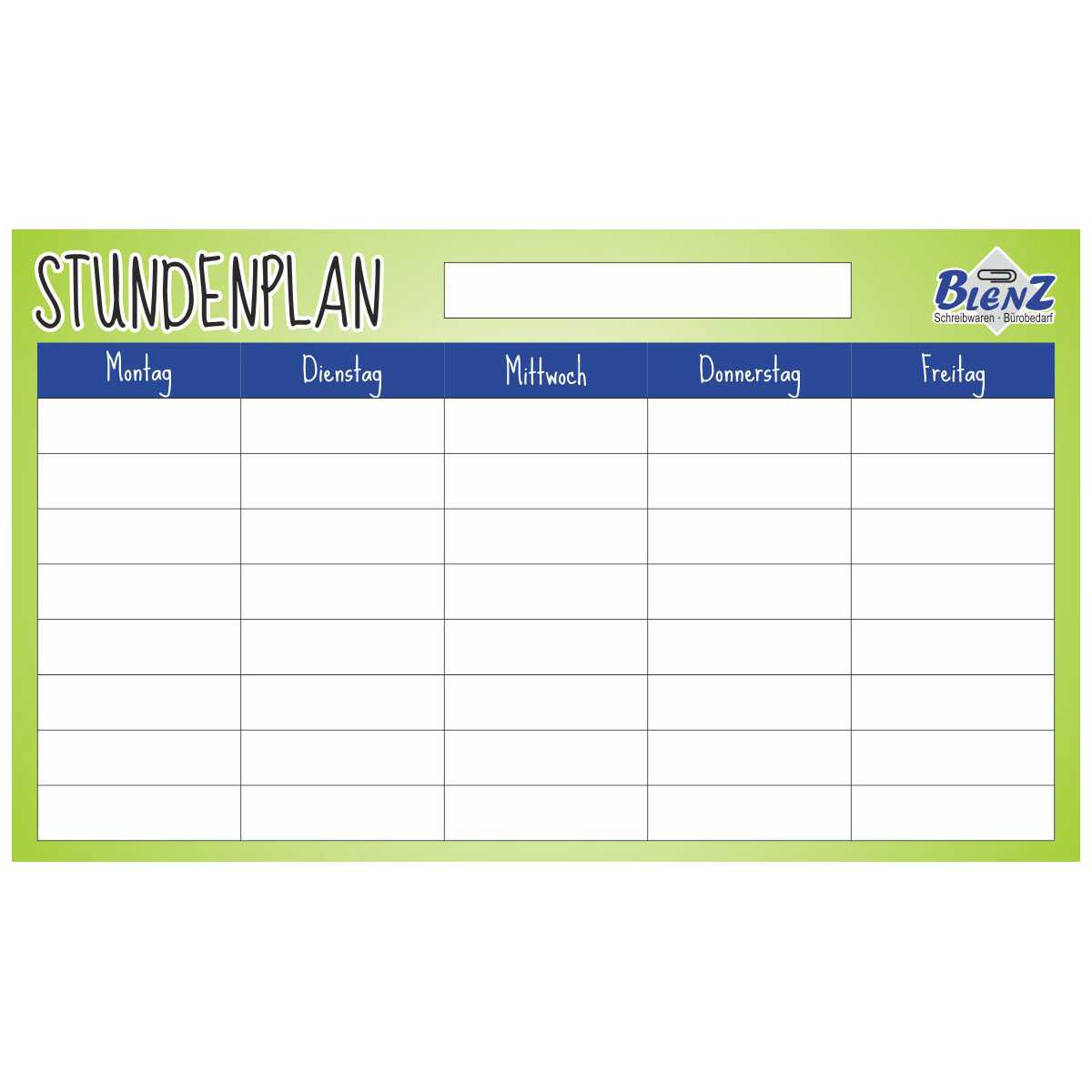 BLENZ Stundenplan 147 x 87mm passend für Schüleretui *GRATIS PDF-Download*