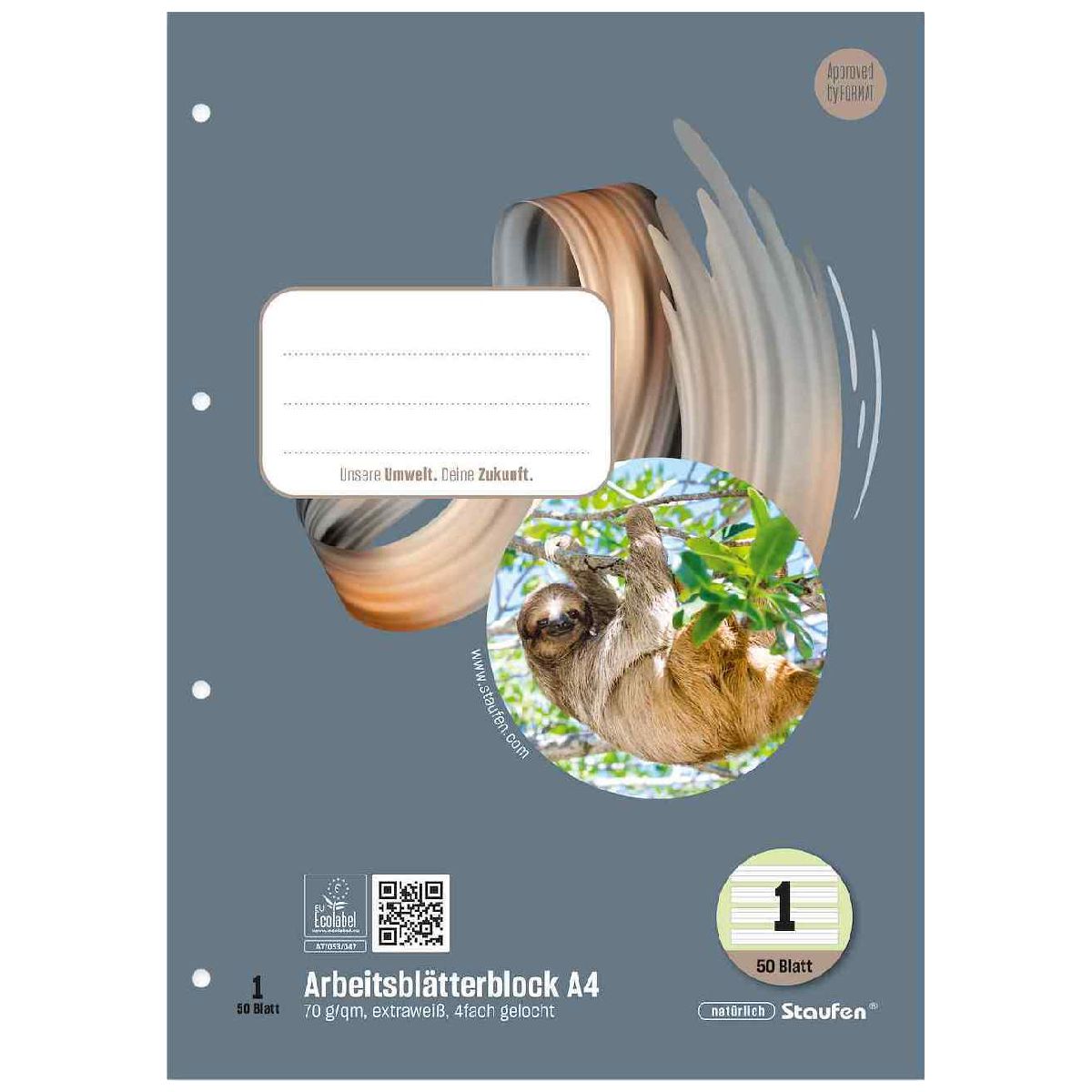 STAUFEN Arbeitsblätterblock STYLE A4 LIN 1 liniert (1. Klasse) 50 Blatt