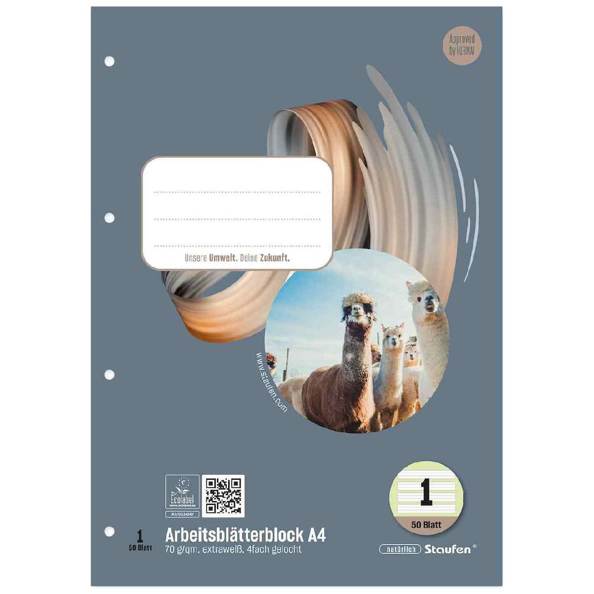 STAUFEN Arbeitsblätterblock STYLE A4 LIN 1 liniert (1. Klasse) 50 Blatt