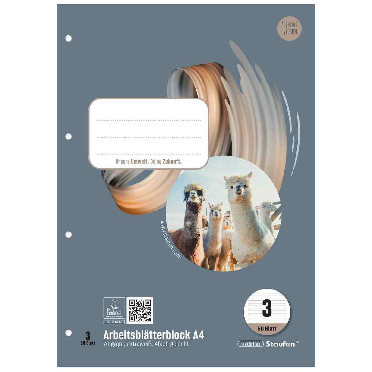 STAUFEN Arbeitsblätterblock STYLE A4 LIN 3 liniert (3. Klasse) 50 Blatt