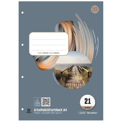 STAUFEN Arbeitsblätterblock STYLE A4 LIN 21 liniert (ab 4. Klasse) 50 Blatt