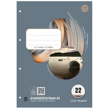 STAUFEN Arbeitsblätterblock STYLE A4 LIN 22 kariert (ab 2. Klasse) 50 Blatt
