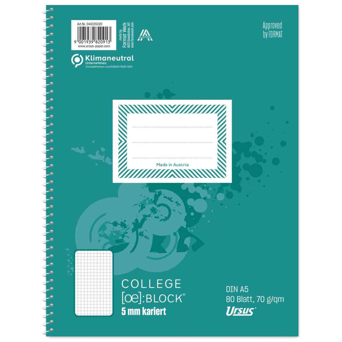 STAUFEN Collegeblock A5 80 Blatt kariert