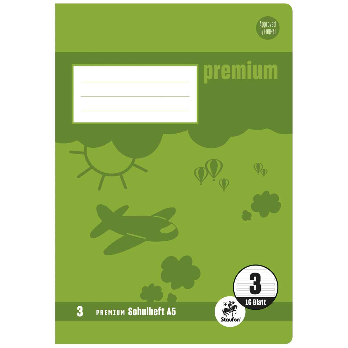 STAUFEN Premium Heft A5 16 Blatt LIN 3