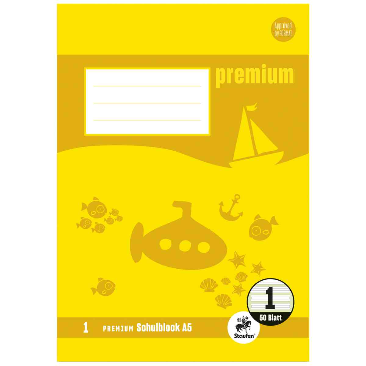 STAUFEN Premium Schulblock A5 LIN 1 gelocht 50 Blatt