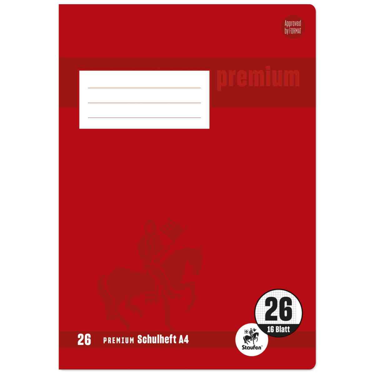 Schulheft  A4 16Bl 90g Lin26 Premium kariert mR