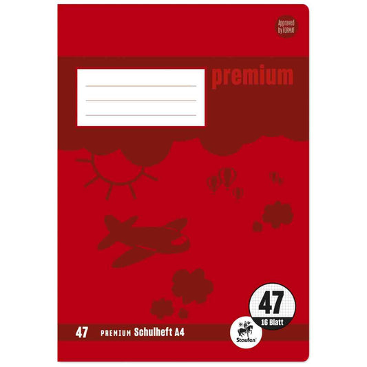 Schulheft  A4 16Bl 90g Lin47 Premium kariert 7mm