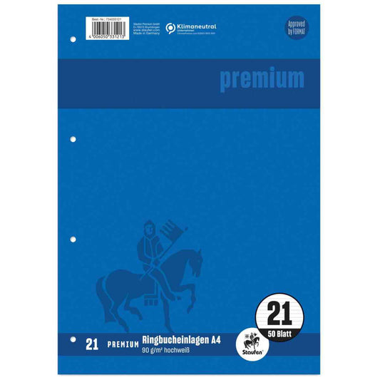 STAUFEN Premium Ringbucheinlage A4 50 Blatt LIN 21 liniert