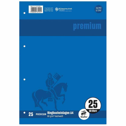 STAUFEN Premium Ringbucheinlage A4 50 Blatt LIN 25 liniert mit Rand
