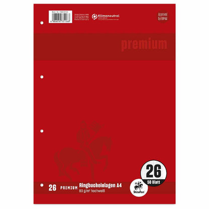 STAUFEN Premium Ringbucheinlage A4 50 Blatt LIN 26 kariert mit Rand
