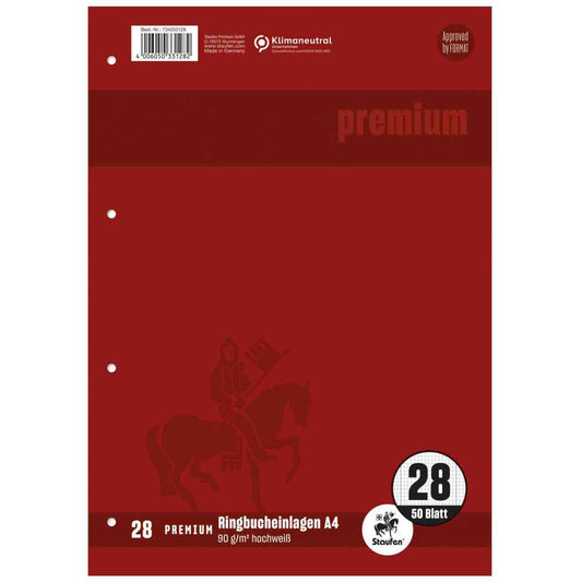 STAUFEN Ringbucheinlage A4 50 Blatt LIN28 kariert mit Doppelrand