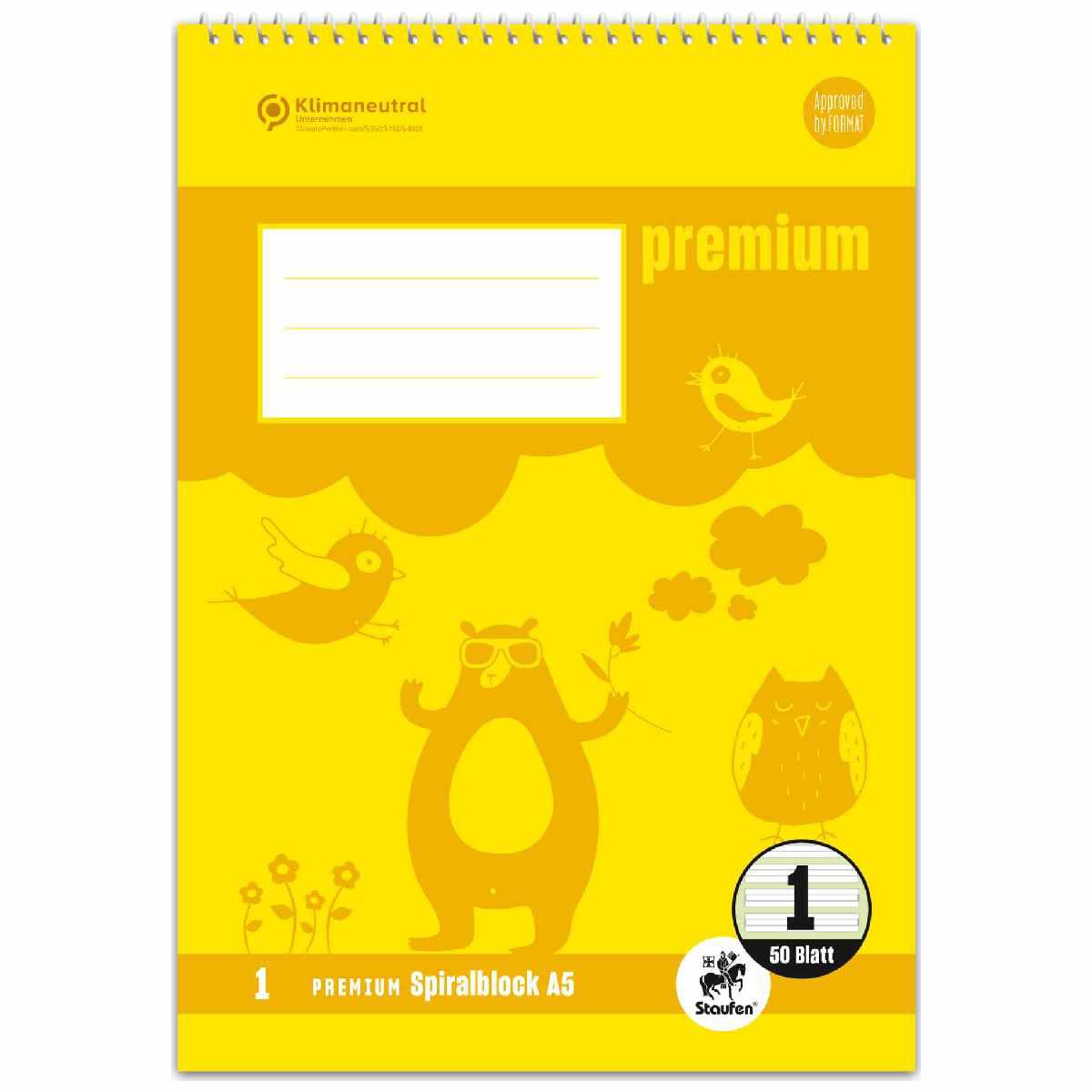 STAUFEN Premium Spiralblock A5 LIN 1