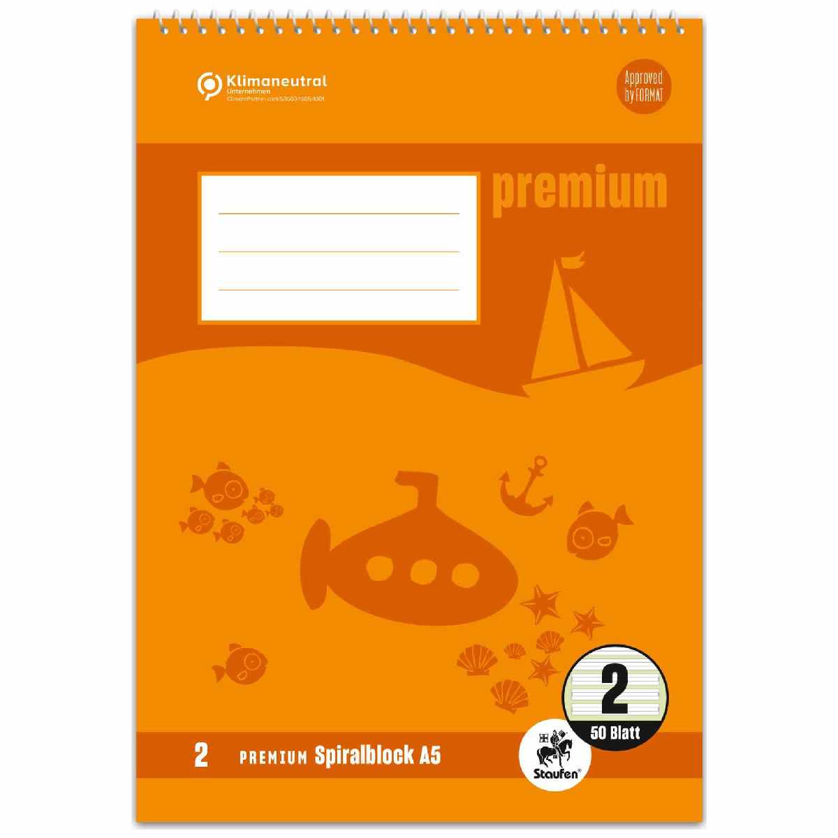 STAUFEN Premium Spiralblock A5 LIN 2