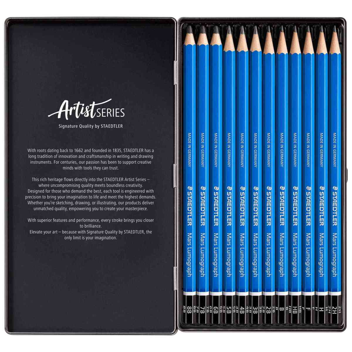 STAEDTLER Bleistift Set Mars Lumograph 100G12S 12 Stück 8B-2H