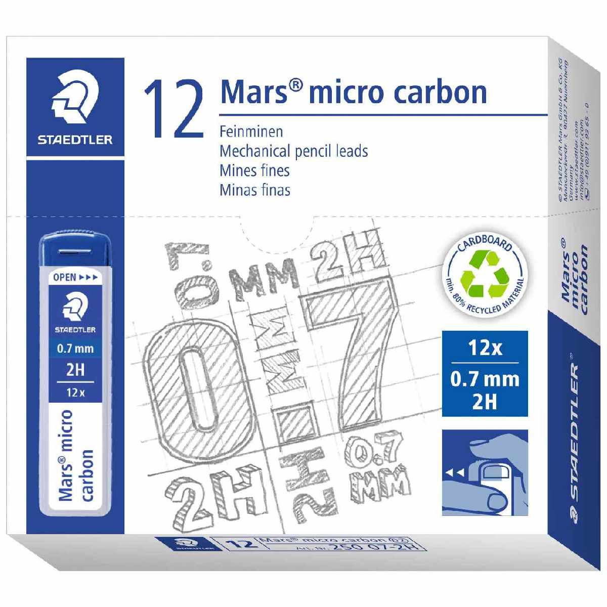 STAEDTLER Druckbleistiftmine 0,7mm 2H 12 Stück