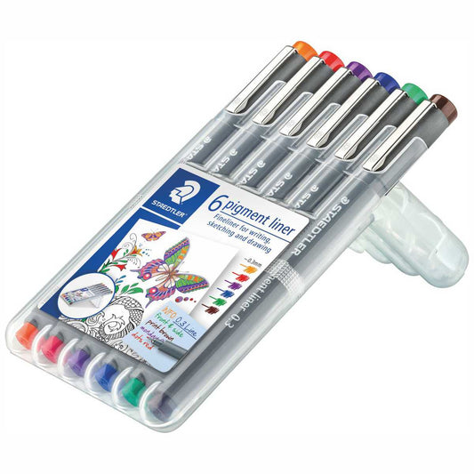 STAEDTLER Pigment Liner 308 0,3mm 6 verschiedene Classic Farben