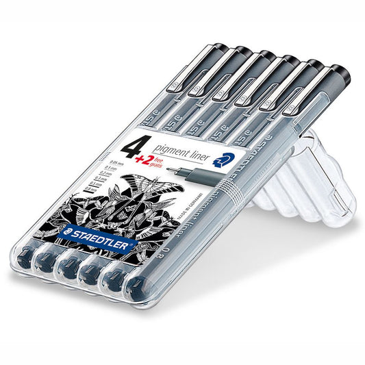 STAEDTLER Pigment Liner 308 schwarz 4+2 Stück GRATIS