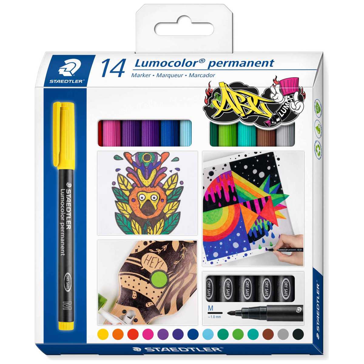STAEDTLER Folienstift M 317 Lumocolor permanent 14 Stück -SONDERFARBEN-